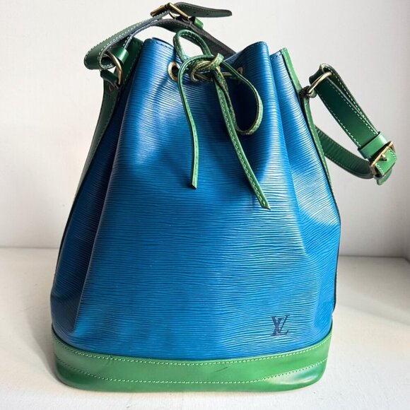 Louis Vouitton 1995 Noé Blue Green Bicolour Epi Leather Drawstring Bucket Bag. - Picture 1 of 13